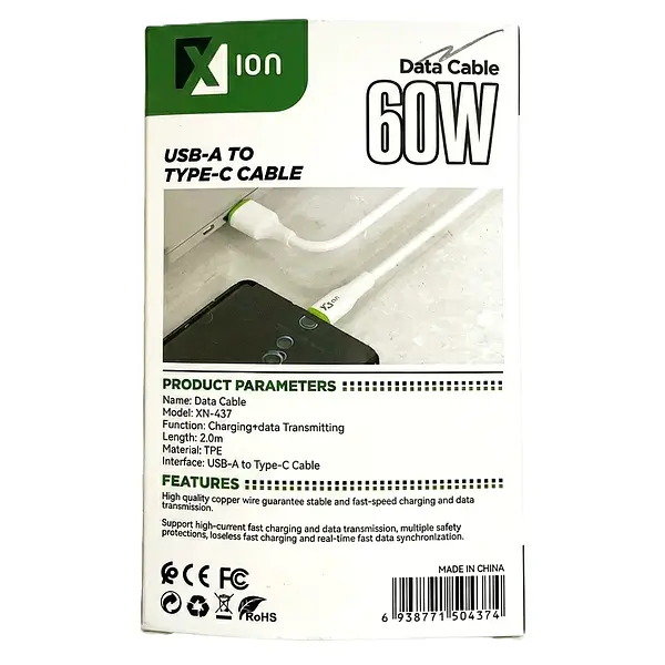 Cable De Datos Usb/Tc 60w 2mt