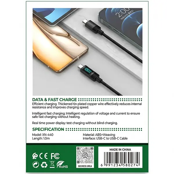 Cable De Datos Xn-440: Potencia De 100w Con Pantalla Digital